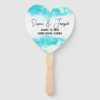 Blue Waves Set of Fans für Hochzeiten am Strand Fächer