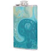 Blue Waves und Sandy Brown Fluid Art Flachmann (Links)