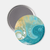 Blue Waves und Sandy Brown Fluid Art Magnet (Vorderseite/Rückseite)