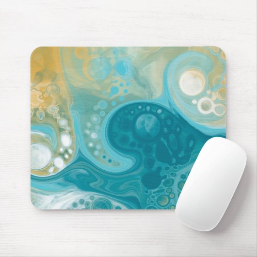 Blue Waves und Sandy Brown Fluid Art Mousepad (Mit Mouse)