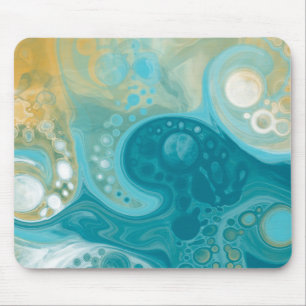 Blue Waves und Sandy Brown Fluid Art Mousepad