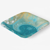 Blue Waves und Sandy Brown Fluid Art Pappteller (Gewinkelt)