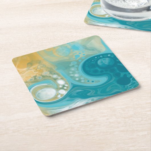 Blue Waves und Sandy Brown Fluid Art Rechteckiger Pappuntersetzer (angewinkelt)