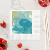 Blue Waves und Sandy Brown Fluid Art Serviette (Beispiel)