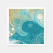 Blue Waves und Sandy Brown Fluid Art Serviette (Vorderseite)