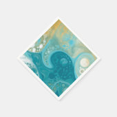 Blue Waves und Sandy Brown Fluid Art Serviette (Ecke)