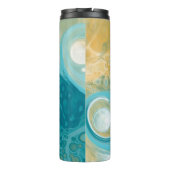 Blue Waves und Sandy Brown Fluid Art Thermosbecher (Rückseite)