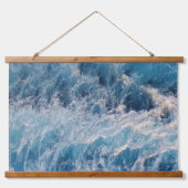 Blue Waves Wandteppich Mit Holzrahmen (Vorne)