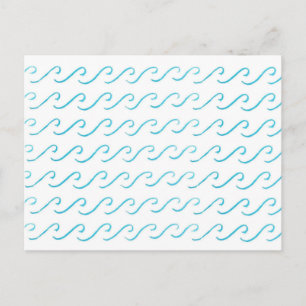 Blue Waves Wasserfarbmuster Einfache Postkarte