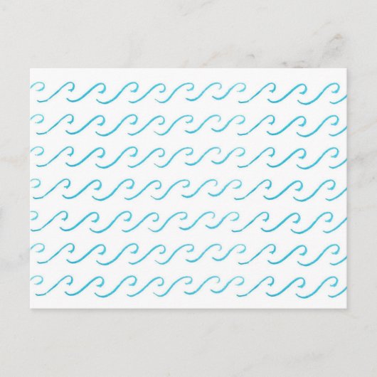 Blue Waves Wasserfarbmuster Einfache Postkarte (Vorderseite)