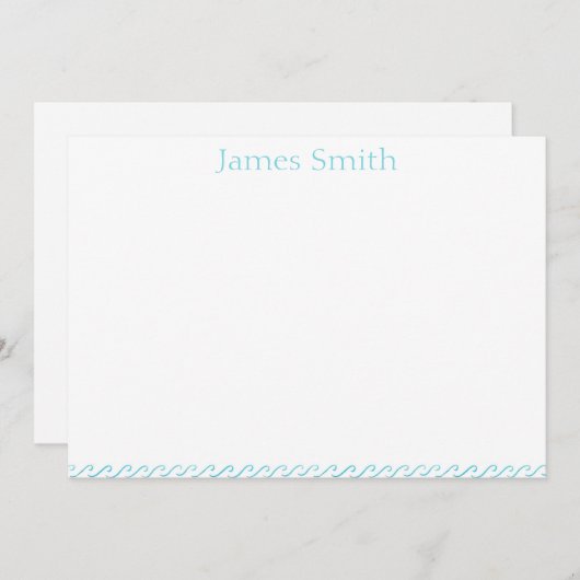 Blue Waves Watercolor Muster Einfache Schreibweise (Vorne/Hinten)