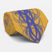 Blue Wavy Abstract Lines Repeat Pattern On Bronze Krawatte (Gerollt)