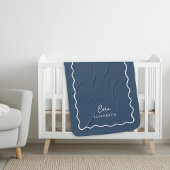Blue Wavy Border Mit Monogramm Sherpadecke
