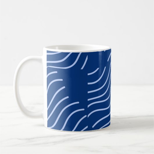 Blue Wavy Lines Gemustert Kaffeetasse (Links)