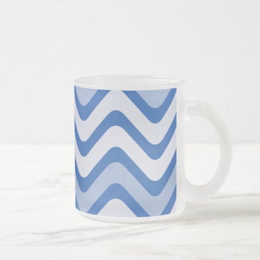 Blue Wavy Lines Mattglastasse (Rechts)