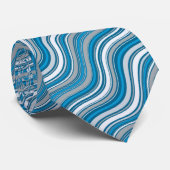Blue Wavy Lines Pattern Krawatte (Gerollt)