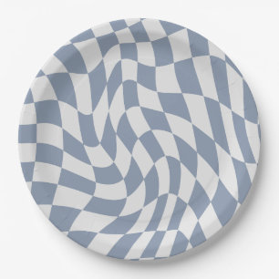 Blue Wavy Paper Plate Moderne Party Tableware Pappteller