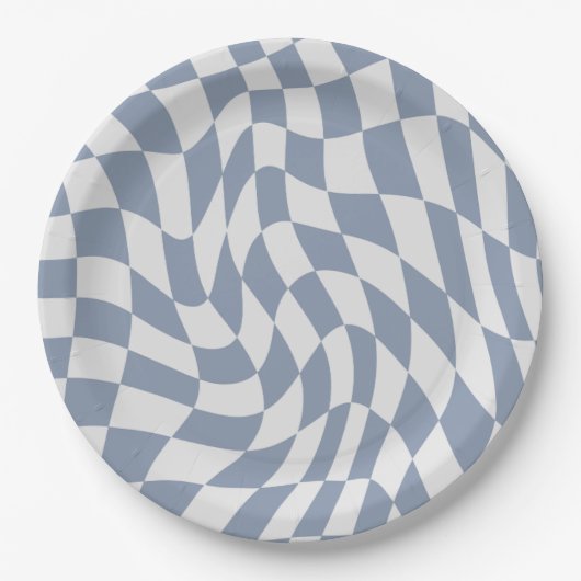 Blue Wavy Paper Plate Moderne Party Tableware Pappteller (Vorderseite)