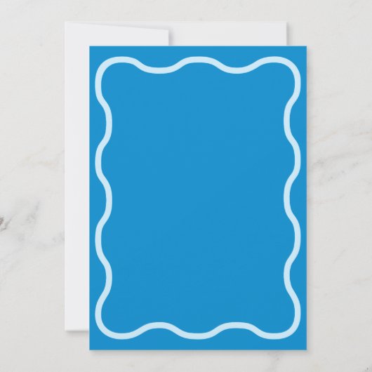 Blue Wavy Retro Hochzeitseinladung Einladung (Rückseite)