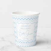 Blue Wavy Retro Sweet Baby Boy Dusche Pappbecher (Rückseite)