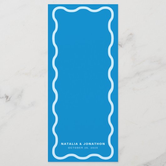Blue Wavy Retro Wedding Menükarte (Rückseite)