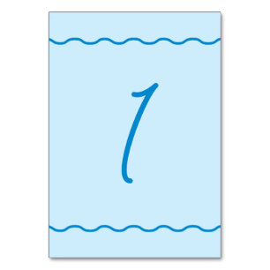 Blue Wavy Retro Wedding Tischnummer