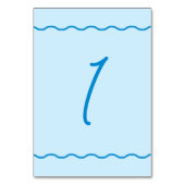 Blue Wavy Retro Wedding Tischnummer (Rückseite)