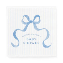 Blue Wavy Ribbon Bow Baby Dusche