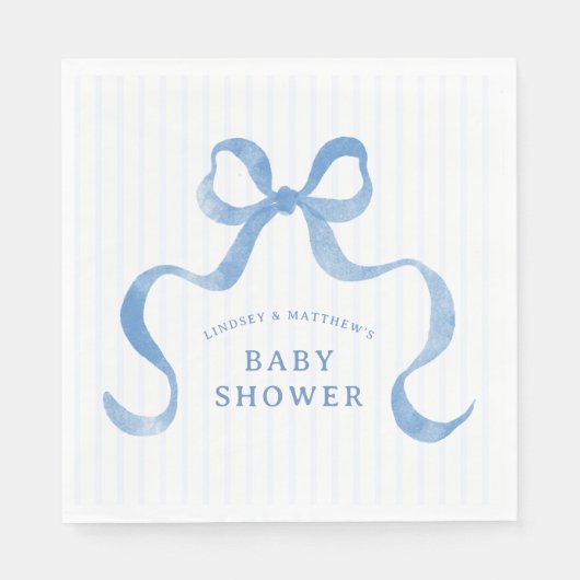 Blue Wavy Ribbon Bow Baby Dusche Serviette (Vorderseite)