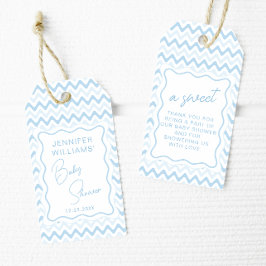 Blue Wavy Scallop Retro Baby Boy Dusche Vielen Dan Geschenkanhänger