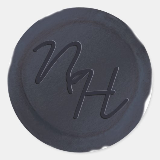 Blue Wax Siegel Initials Envelope Sticker (Vorderseite)