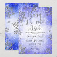 Blue Wcolor Christmas Baby Dusche Einladung