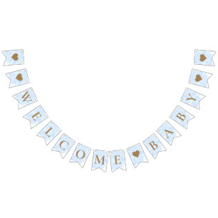 Blue Wcolor Welcome Baby Bunting Flags Wimpelkette