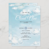 Blue We Are On Cloud Nine Blue Baby Shower Einladung (Vorne/Hinten)