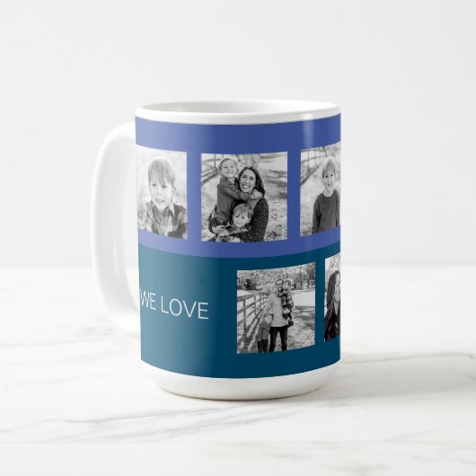 Blue We Liebe You Opa Sechs Foto Tasse (Vorderseite Links)