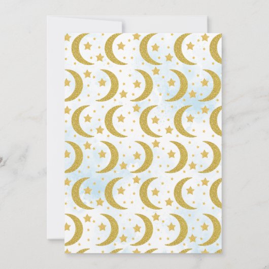 Blue We Over Moon Baby Shower Einladung (Rückseite)