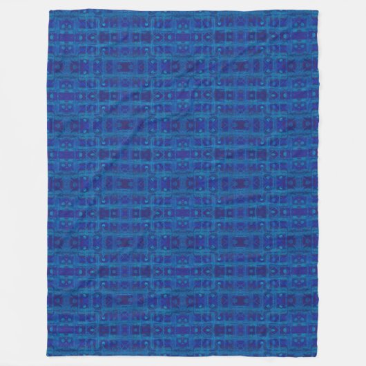 Blue weave, abstract geometric pattern, hand drawn fleecedecke (Vorderseite)
