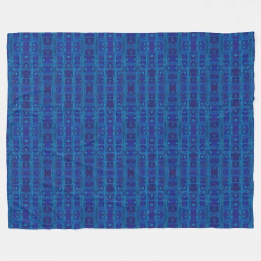 Blue weave, abstract geometric pattern, hand drawn fleecedecke (Vorderseite (Horizontal))