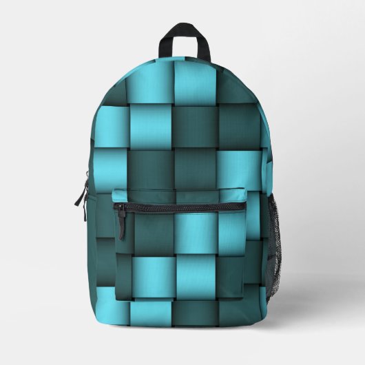 Blue Weave Pattern Backpack Bedruckter Rucksack (Vorderseite)