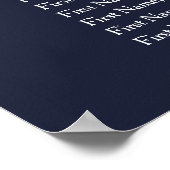 Blue Wedding 15 Table Seating Chart Poster (Ecke)