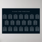 Blue Wedding 20 Table Seating Chart Poster (Vorne)