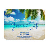 Blue Wedding am Strand speichern das Datum Magnet (Horizontal)