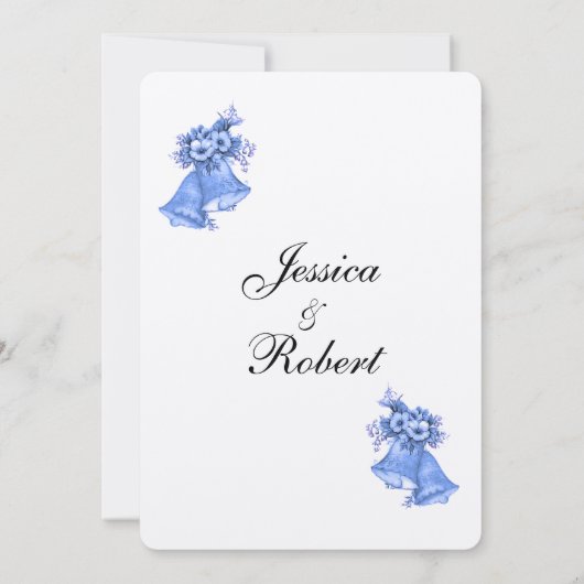 Blue Wedding Bells Einladung 5" x 7" (Rückseite)