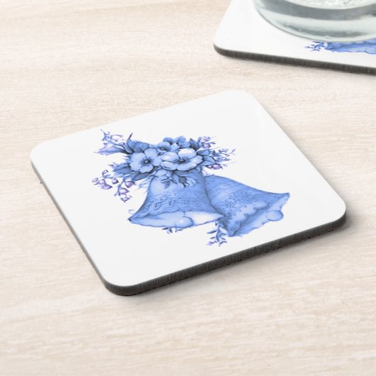 Blue Wedding Bells Getränkeuntersetzer (Linke Seite)