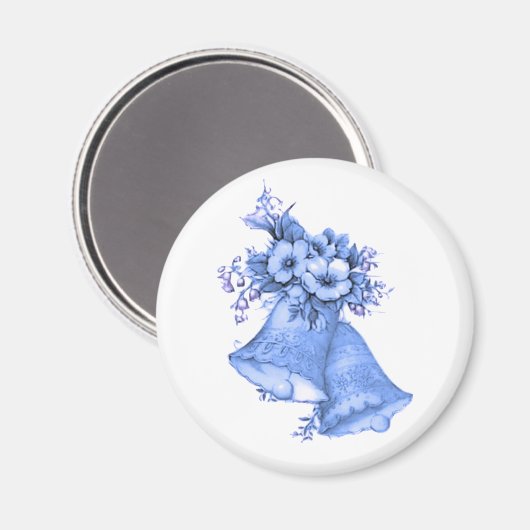 Blue Wedding Bells Magnet (Vorderseite/Rückseite)