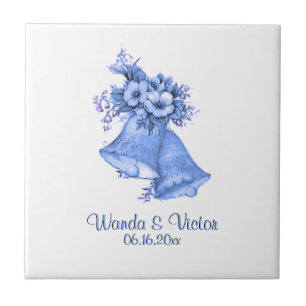Blue Wedding Bells Personalisiert Fliese