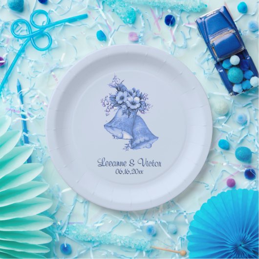 Blue Wedding Bells Personalisiert Pappteller (Party)