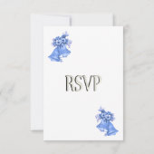 Blue Wedding Bells Personalisiert RSVP Karte (Rückseite)