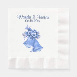 Blue Wedding Bells Personalisiert Serviette