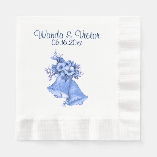 Blue Wedding Bells Personalisiert Serviette (Vorderseite)